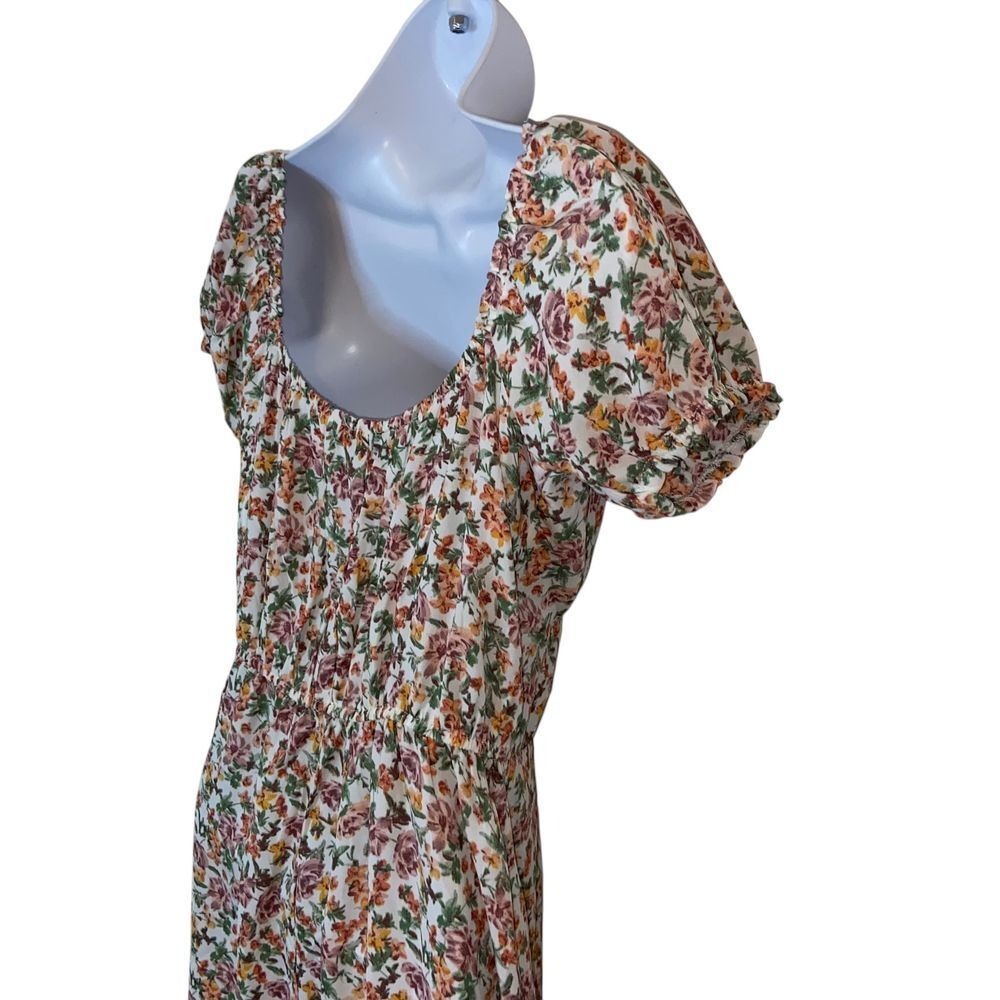 Trixxi NEW Floral Button Front Mini Dress Short Puff Sleeve Boho Cottagecore M - Picture 9 of 11